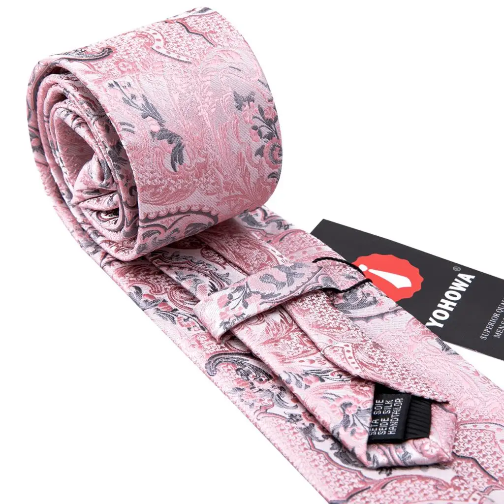 Barry.Wang Jacquard Seide Herren Krawatte Fliege Taschentuch Manschetten knöpfe Set 20 Farben Krawatte Fliege formelle lässige männliche Hochzeit Geschäft – Detail 16