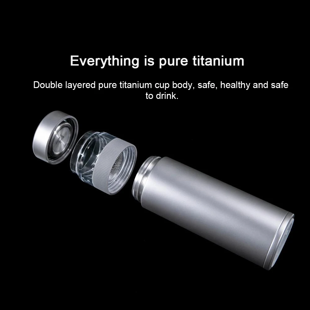 Funjia Pure Titanium Temperature Display Tea Separation Cup 520ML Capacity Portable Double-layer Thermos Cup 44℃ 6 Hours 5