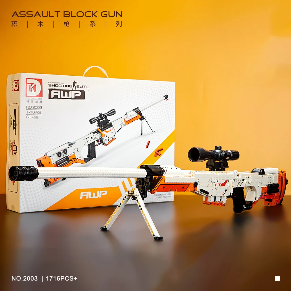 

1716pcs Awp/Awm Csgo Series Moc Building Blocks Sniper Rifle Can Shoot Gun Weapon Set Toys For Boys Kids Children's Day Gift