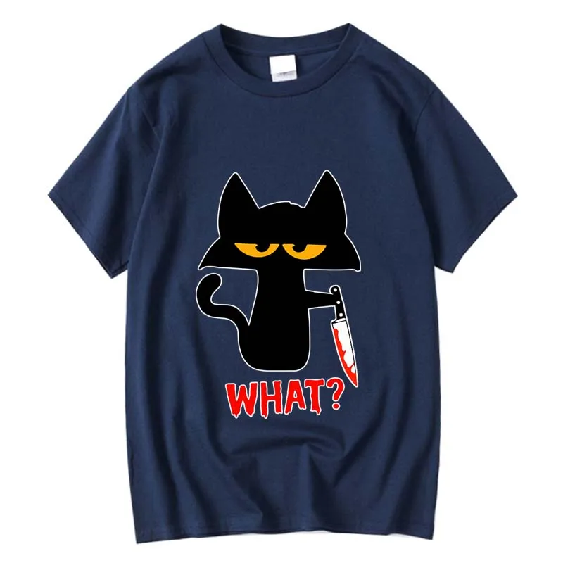 

Повседневная футболка для мужчин и женщин, смешная с принтом ножа, кошки, уличная мода в стиле Харадзюку, топы большого размера с коротким рукавом и круглым вырезом
