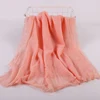 12257-521c29.jpg hijab Bandeau voile froissé en coton pour femme, écharpe longue de couleur unie