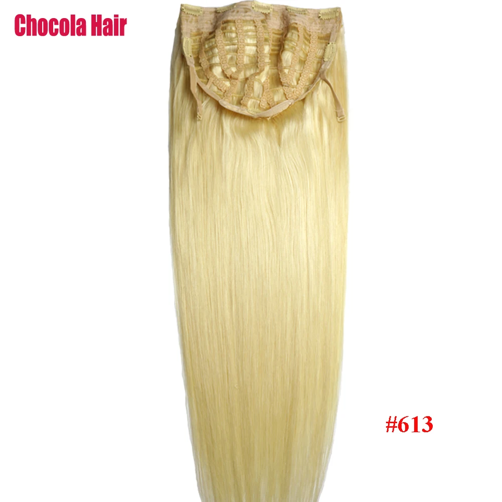 Chocala 16"-30" Machine Made Remy U Part Wigs Clips In Human Hair Extensions Whole Head Natural Straight 150% Density