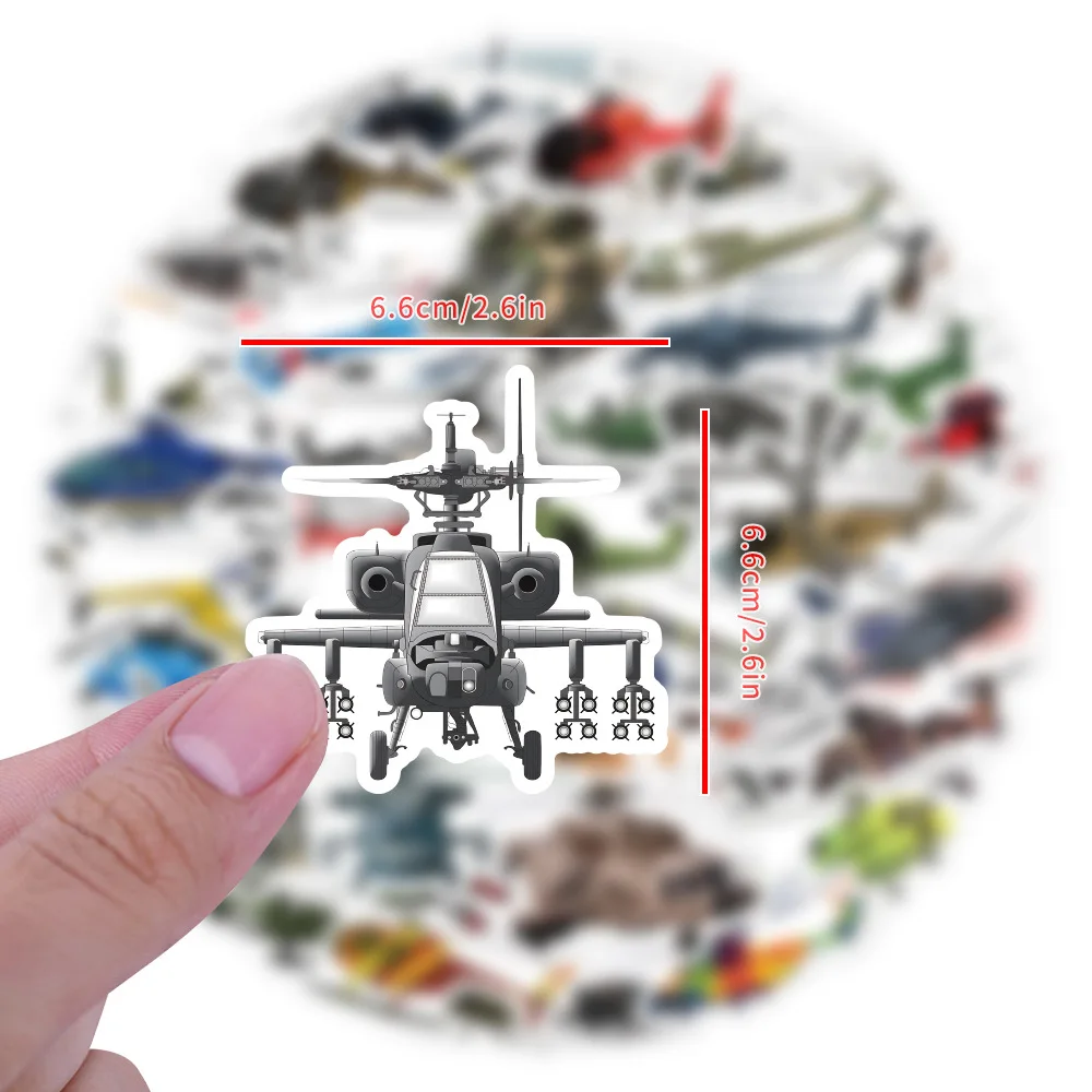 10/60PCS 공상 과학 헬리콥터 스티커 멋진 창조적 인 장식 스쿠터 오토바이 헬멧 워터 컵 방수 데칼 장난감