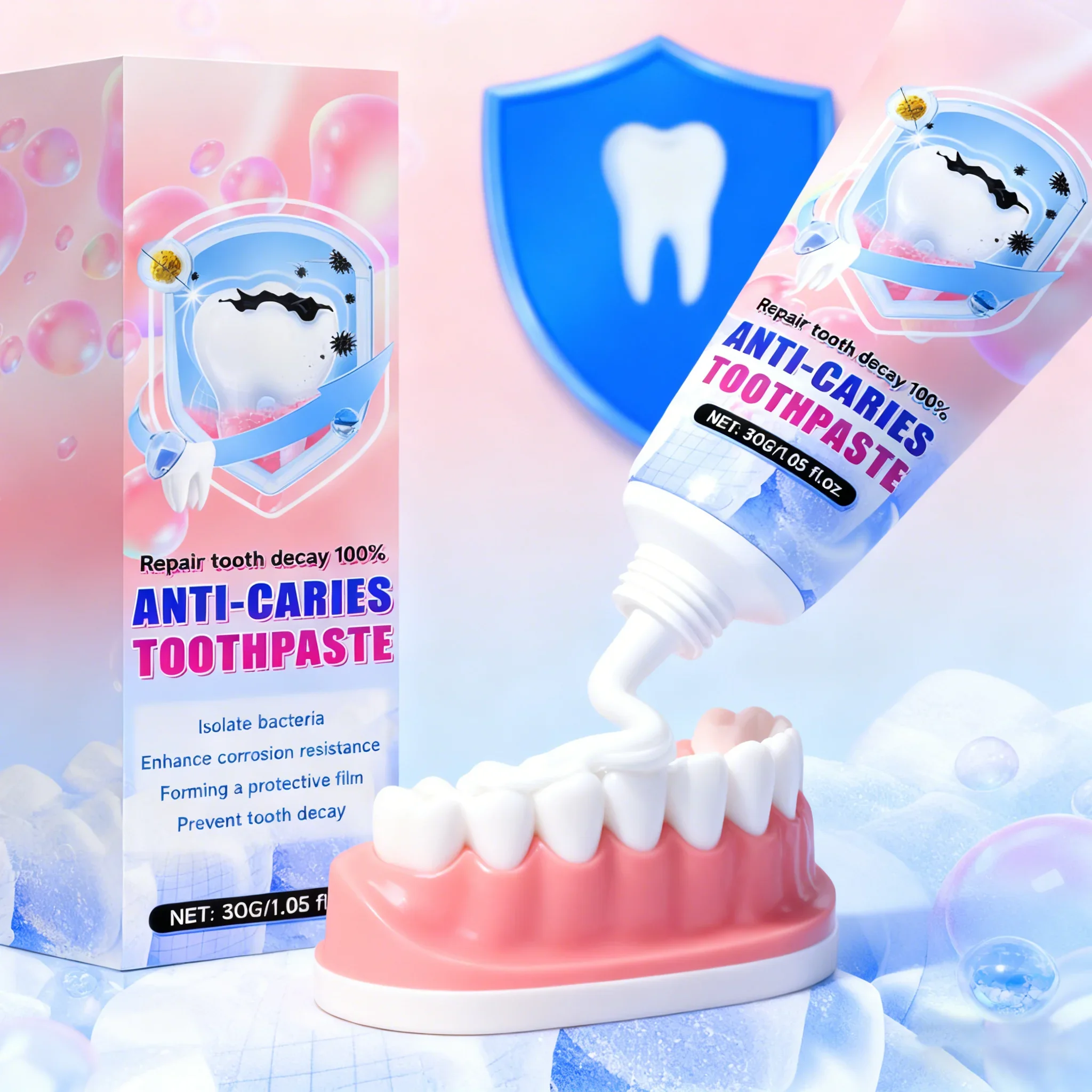 Dentifricio per la protezione dei denti, 3 in 1: protezione e pulizia potenziate._voghion.com
