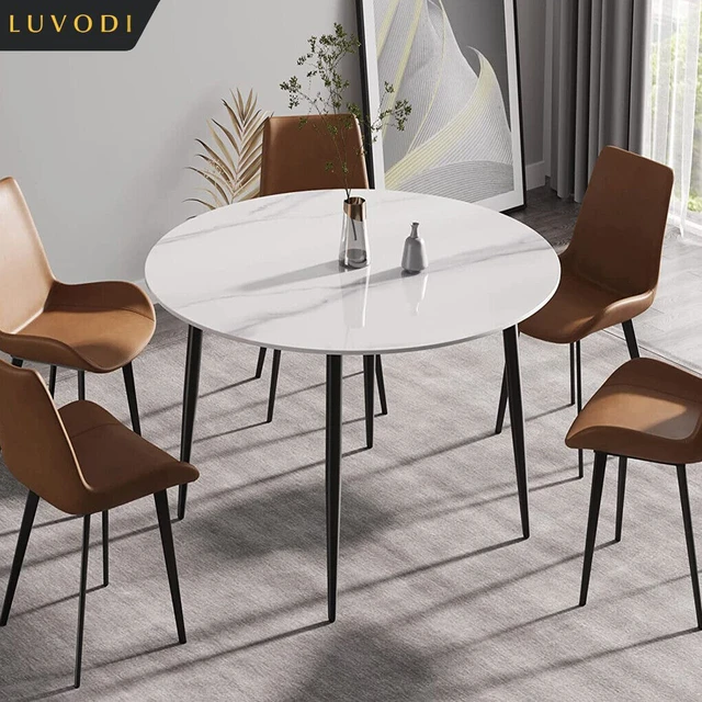 LUVODI tavolo da pranzo rotondo da 32 pollici 2-4 persone ristorante cucina Cafe Shop tavolino da caffè in marmo bianco n grigio mobili per sala da pranzo 1