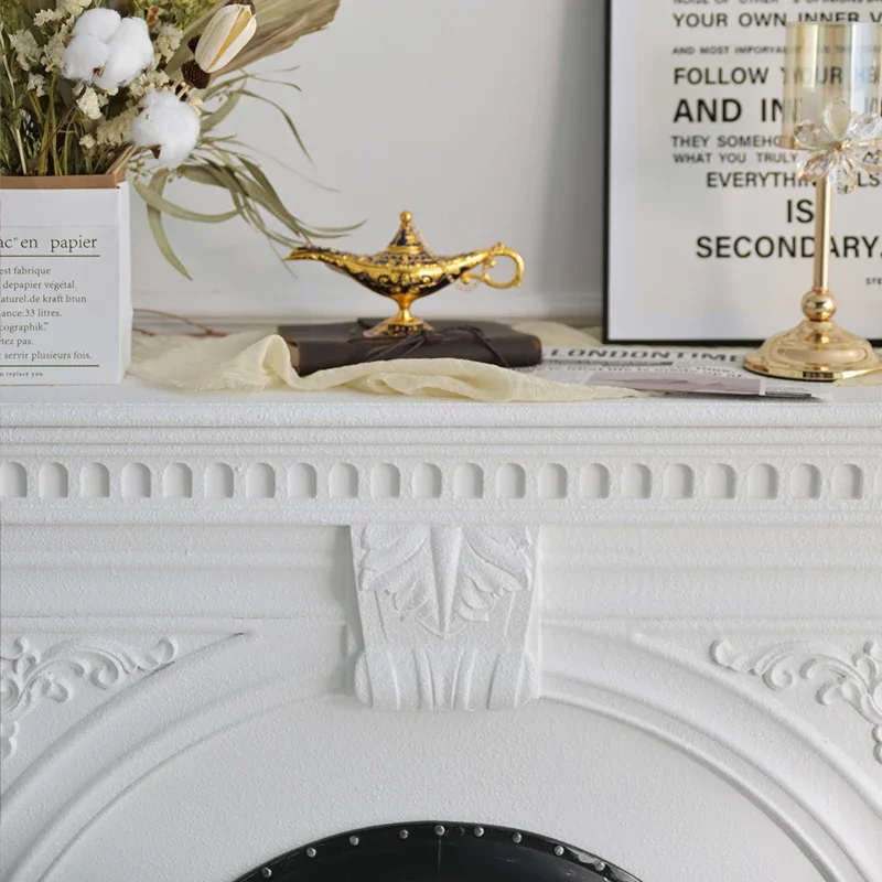 Home Living Room Modern French Style White Wood Fireplace Mantel with Electric Furnace Core