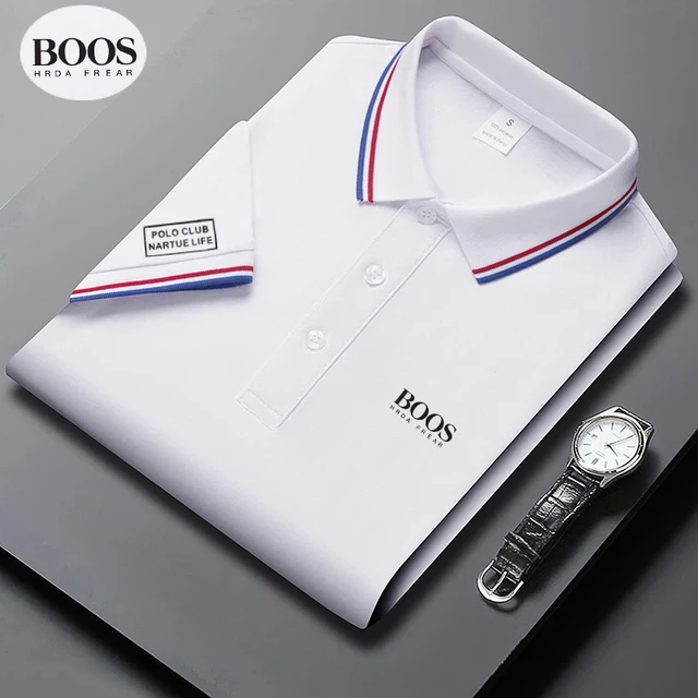 Polo décontracté BOOS Gold Label, streetwear d'été, manches courtes, hauts décontractés pour affaires, vêtements respirants à séchage rapide, polo 1
