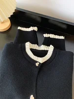 Femmes vêtements automne nouveau bouton d'amour col plissé tricoté Cardigan veste femme paresseux Style doux mode coréenne pull hauts 4