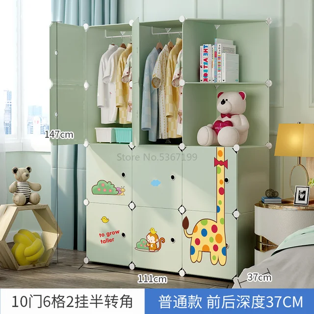 para Bebés con Dibujos Animados, Ropero Infantil de Plástico, Tela, Multiusos, Simple, infantiles| -