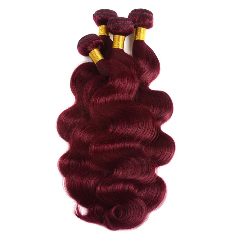 Body Wave Human Hair Bundles Brazilian Remy Wine Red Color 99J Human Hair Bundles Extensions Weave 24 26 Inch For Woman human hair bundles