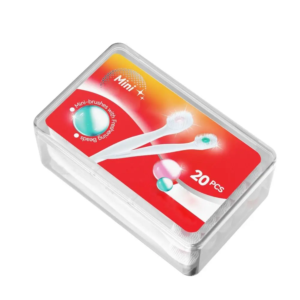 신선한 구슬이 들어간 미니 여행용 칫솔 일회용 휴대용 치약 칫솔 복숭아 맛 구강 위생 관리