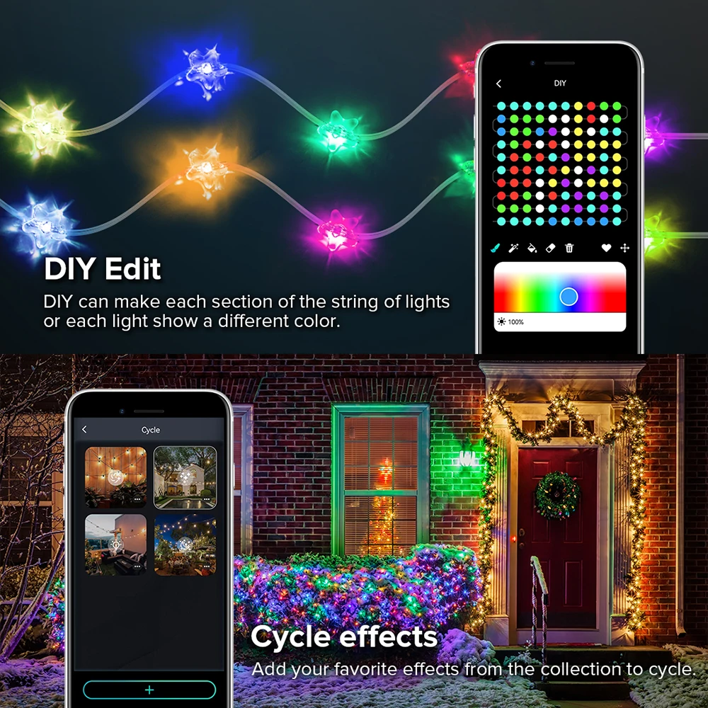 USB 크리스마스 조명 문자열 WS2812B RGB 드림 컬러 생일 장식 파티 스타 딸기 조명 룸 USB App 원격 조명