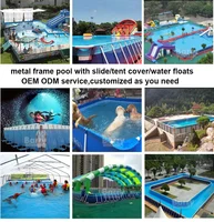 Piscine rectangulaire ultra-grande à structure métallique portable pour parcs aquatiques gonflables, utilisation extérieure/intérieure 3