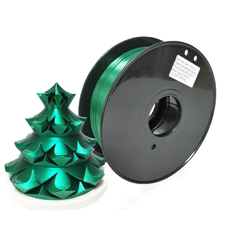 1KG  Christmas Green Silk PLA 3D Printer Filament, 1.75mm Diameter Accuracy +/-0.02mm Suitable For Most FDM Printers