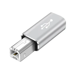USB B Male to USB-C Female Adapter for Data Transfer and Connectivity (Straight gray)