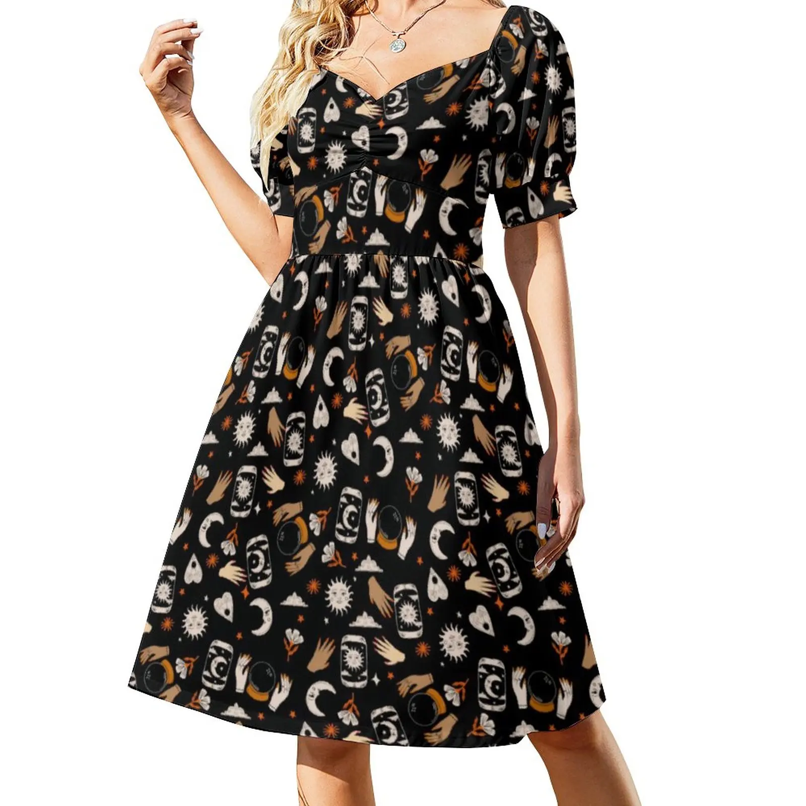 Witch Halloween Casual Dress Moon And Sun Print Stylish Dresses Sexy V ...