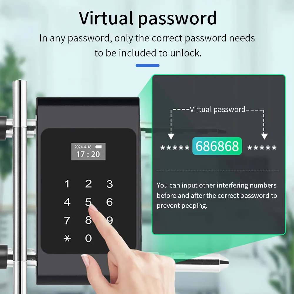 Tuya App Electronic Smart Digit Lock Bluetooth Fingerprint IC Card Lock U-Shape Latch Office Anti-Theft Door Lock Waterproof