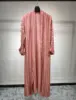 Abaya-Robe de Prière Rouge pour Femme Musulmane, Manches sulf, Kimono Ouvert, Kebaya, Dubaï, Vêtements de Luxe, 2024