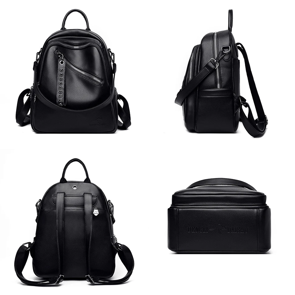 2023 New Women High Quality Leather Backpacks High Capacity Casual Travel Backpack Mochilas School Backpack for College Students