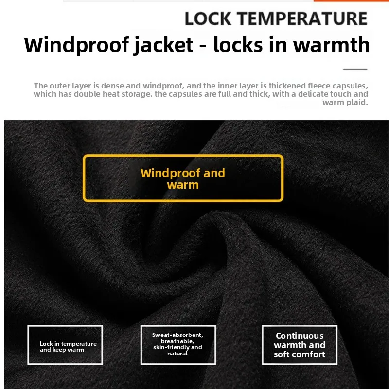 Windproof Fleece Lined Jacket Unisex, All-in-One Long Sleeve Work Coat for Supermarket & Corporate Winter Wear 3