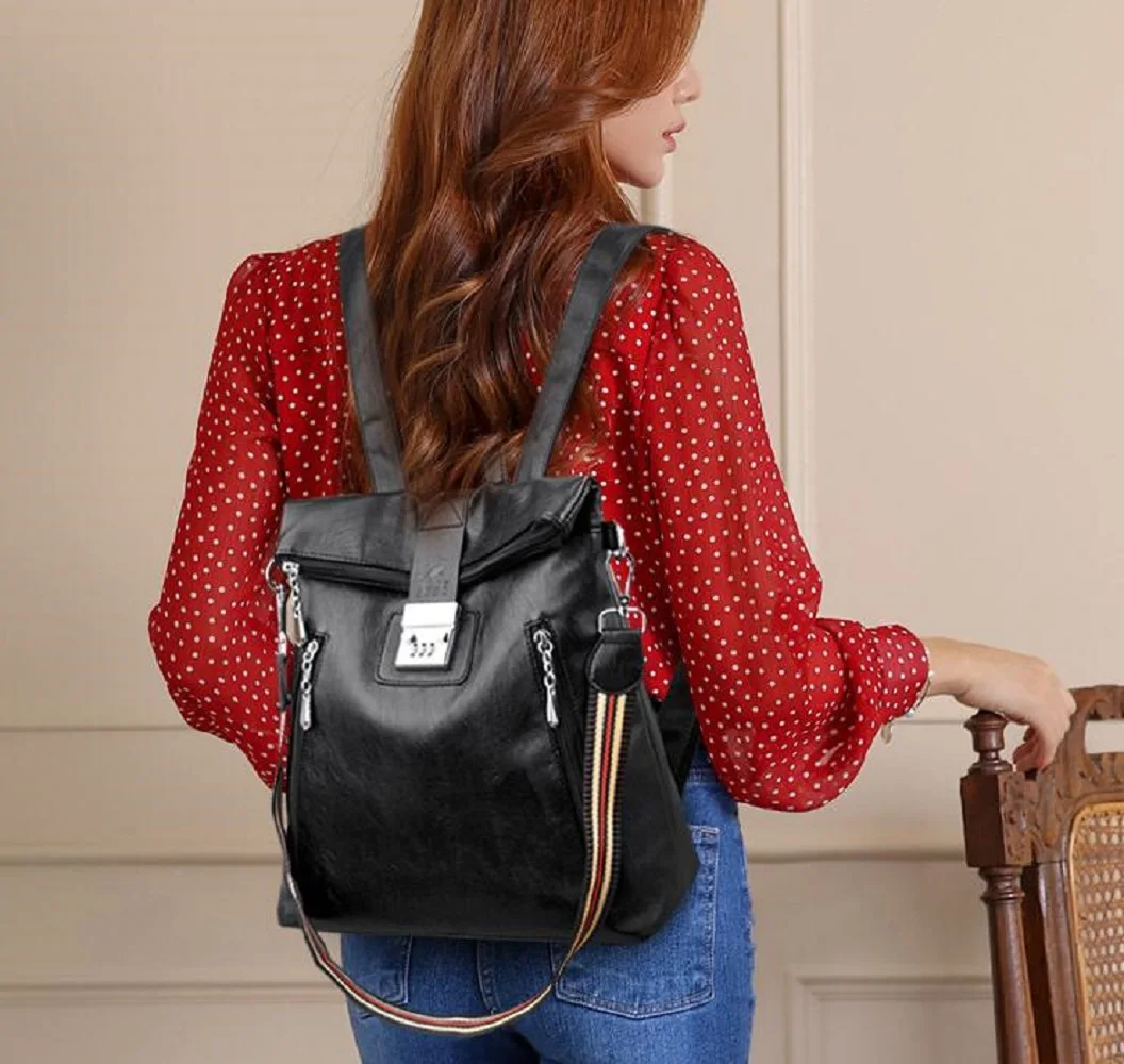 Korean New Fashion Luxury High Quality Leather Travel Backpacks Women's Vintage Large Capacity Shoulder Bags Totes School Bag