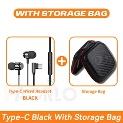 Enhanced Metal Magnetic Gaming Earbuds with 9D Surround Sound and HIFI Heavy Bass (TypeC Black With Bag)