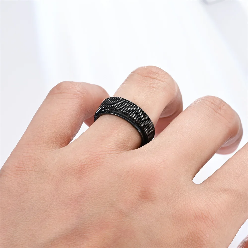 Anti-Stress Rotating Mesh Chain Finger Ring Anxiety Relief Spinning Metal Fidget Ring Jewelry