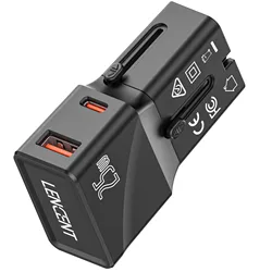 Universal Travel Adapter with USB QC 3.0 Port and PD 25W Type C Fast Charger - Universal  plug (QC3.0 PD25W)