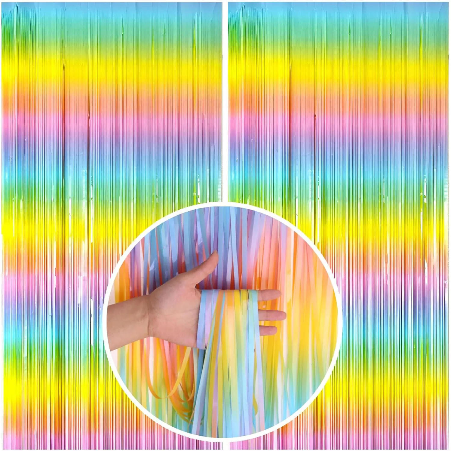 Fransenvorhang aus Pastellfolie mit Farbverlauf, pastellfarbene Hintergrund-Luftschlangen für Geburtstagsfeier/Prinzessin/Weihnachtsfeier-Dekorationen