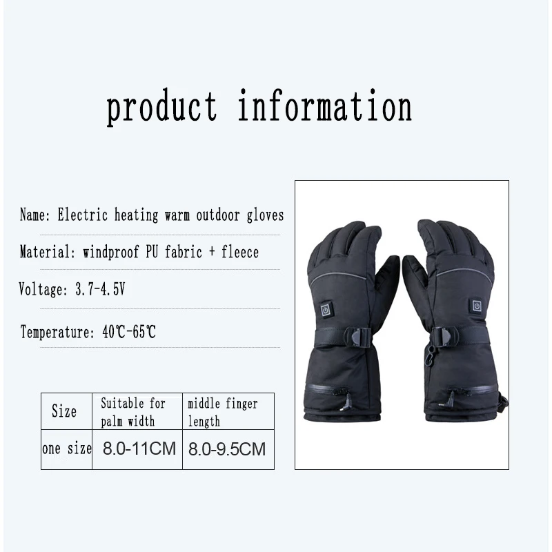 Winter Ski Heated Gloves Battery Case Gloves with Temperature Adjustment for Skiing Hiking Climbing Driving Bike Gloves