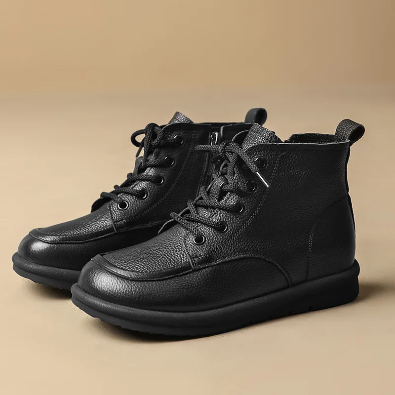 thumbnail image 1 of 2022 MUJER Botines de piel de vaca auténtica Zapatos casuales para mujer Botas de cuero hechas a mano, 1 of 5