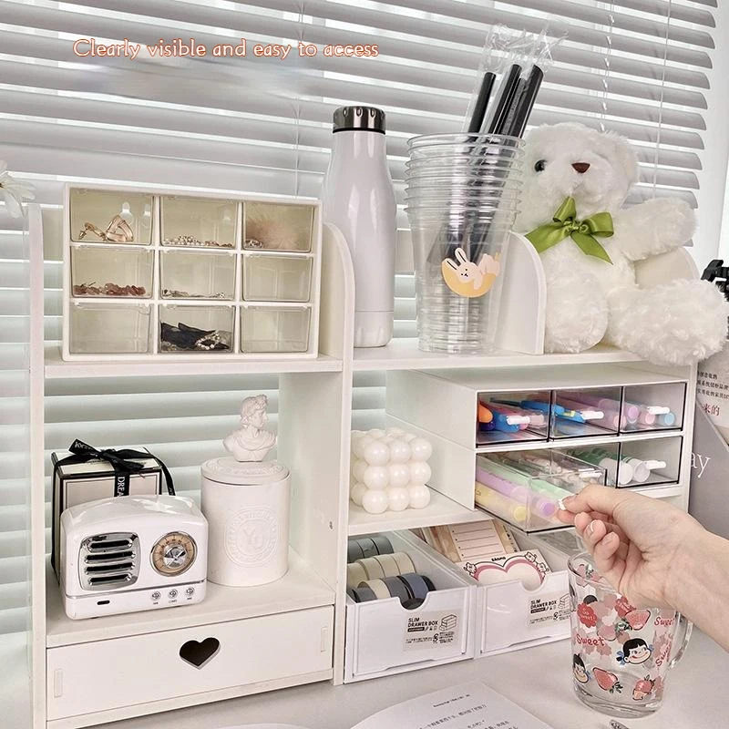 Desktop Organizer Bedroom Room Office Ornaments 2 Floors Stationery Shelves Cosmetics Stationery Supplies Drawer Storage