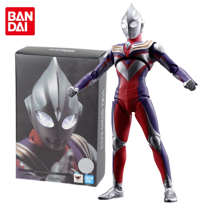 

BANDAI Original SHF Ultraman Tiga Real Bone Carving Joints Movable Anime Action Figure Toys For Boys Girls Kids Children Gifts