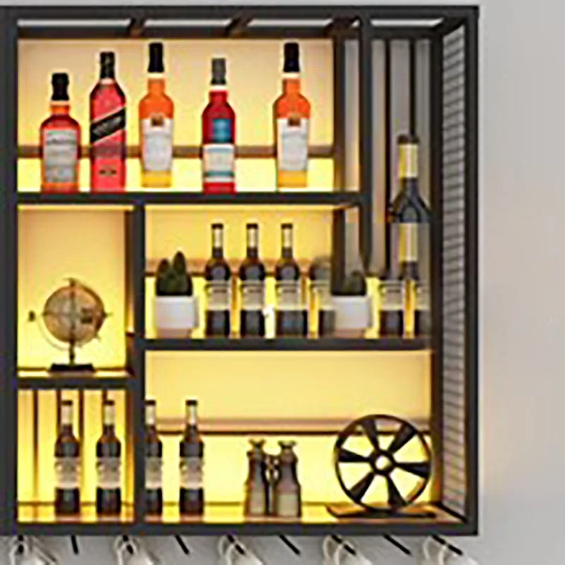 Metalic Liquor Display Wine Cabinet Hanging Whisky Club Shelf Bar Cabinet Industrial Armario Para Vinos Liquor Furniture