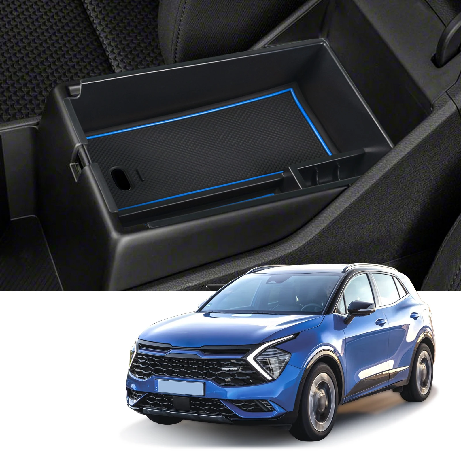 BIBIBO Organizer Per Console Centrale Compatibile Con Kia Sportage NQ5 2022-2025 Cambio Automatico, Con Tappetino Antiscivolo - 5