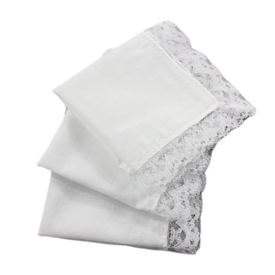 

4pcs/lot Lace edge handkerchief cotton handkerchief pure white small handkerchief handmade graffiti DIY handkerchief
