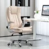 Homcom High Back Office Chair with Flip-Up Arms and Tilt Function, White 2