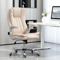 Homcom High Back Office Chair with Flip-Up Arms and Tilt Function, White 2