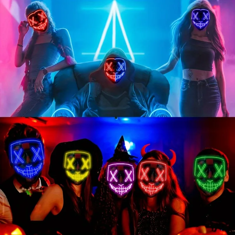 halloween mask led face light mask Scary Scream Bright Mask For Carnival Halloween Costumes For Men glow in the dark