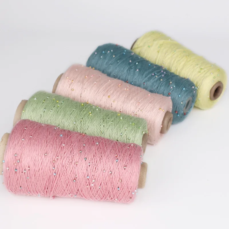 340g/묶음, 1000M 1.5MM 진주 광택 면사. 옷, 숄, 모자 등을 직접 뜨개질하는 것. 6가닥 실크 원사, 양모