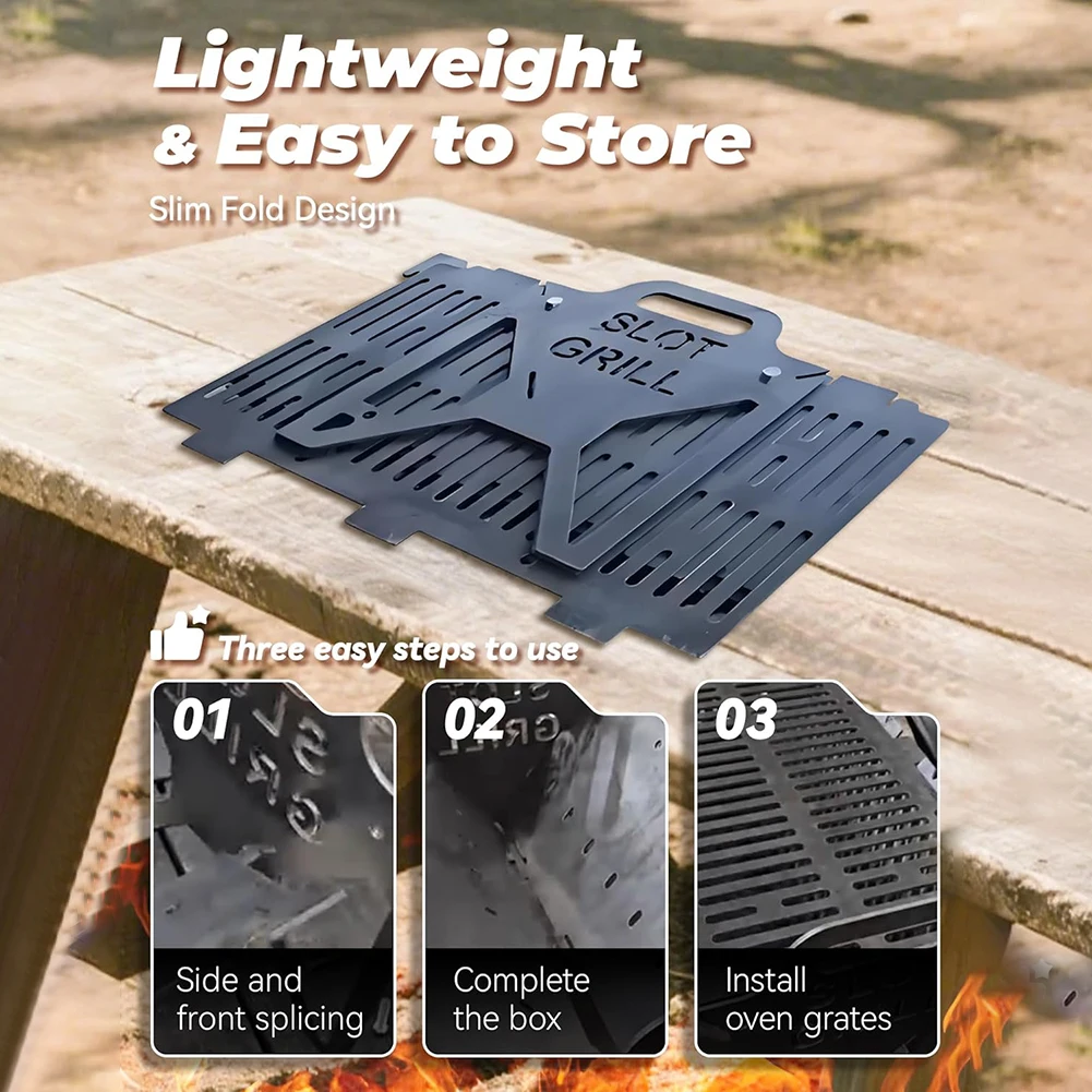 Portable Collapsible Grilling Rack For Camping BBQ Tool-Free Setup Metal Small Travel Grills For Backyard Patios Gatherings