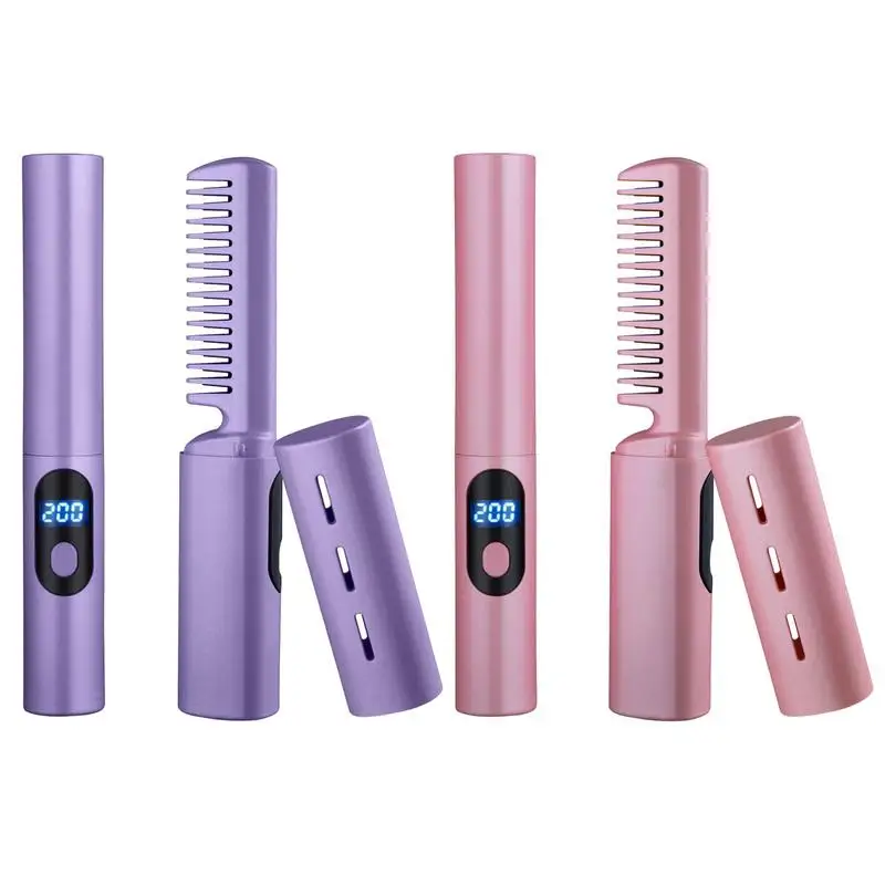 Straightening Brush Thickened Anti-Frizz 2-in-1 Straight Hair Combs Mini Ionic Hot Comb Straightener Lightweight Hair