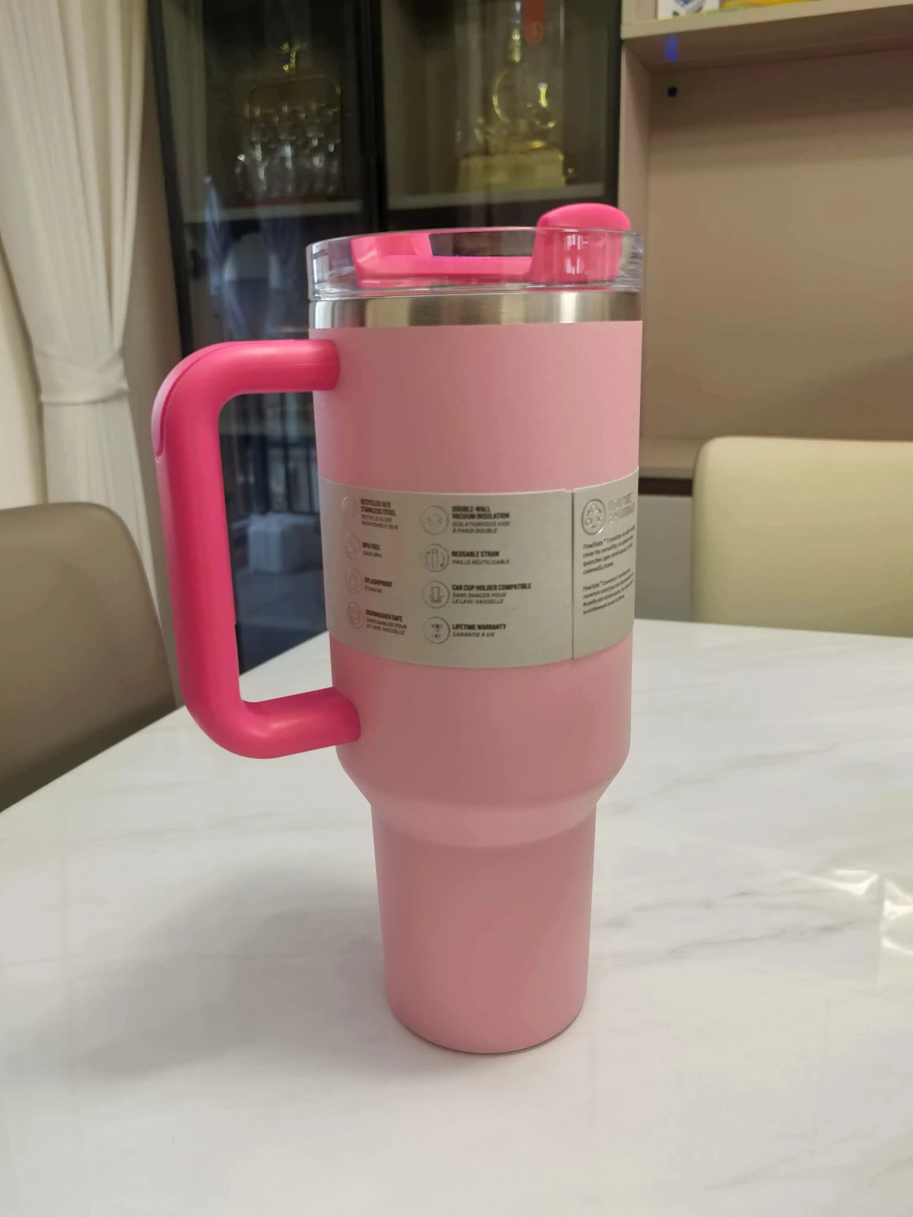 Nuevo Termo con pajita al vacío de 40 onzas, botella de agua deportiva para coche de acero inoxidable, puede contener bebidas frías y calientes