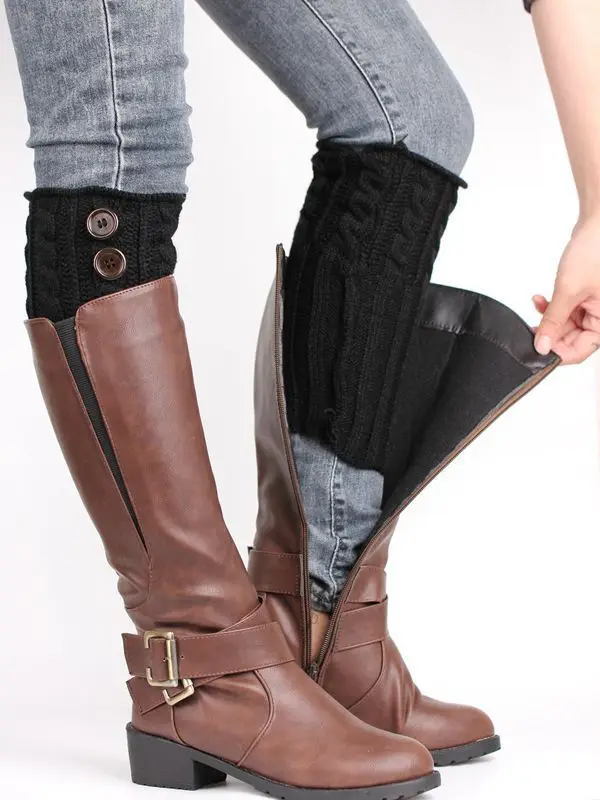 Fried Dough Twists wool socks Solid Color Women Crochet Boot Leg Warmers Boot Cover Keep Warm Socks Toppers Gaiters leg warmers fur leg warmers