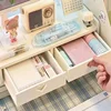 Desktop Storage Drawer Wooden Computer Laptop Elevated Stand with Drawers Creative Dormitory Office Desk Organizer Storage Rack 2
