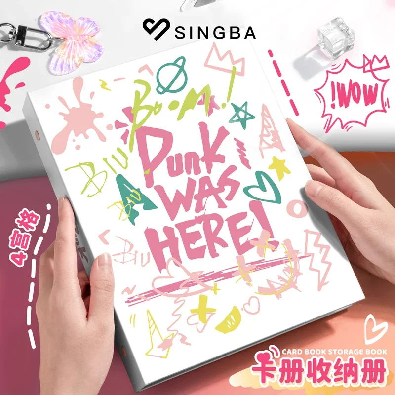Punk A5 Binder Kpop Photocard Collect Book 3inch 4grid Photo Album Korean
