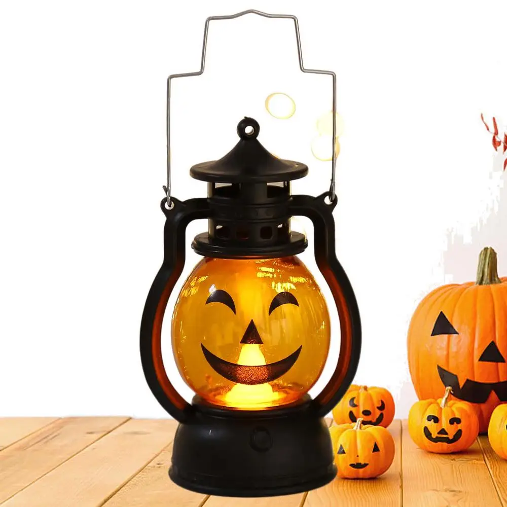 2023 Halloween LED Hanging Pumpkin Lantern Light Ghost Lamp Candle Light Retro Halloween Party Home Decoration