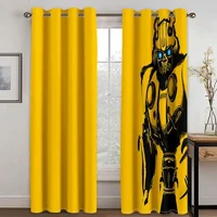 Funny Cute Cartoon Anime yellow kids Child Girl Light Filtering Drapes Window Curtains for Living Room Bedroom 2 Pieces Decor 1