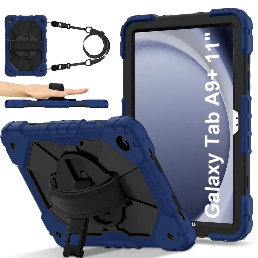 Ultra-Durable Rotating Hand Strap Case with 360 Stand for Samsung Tab A9 Series