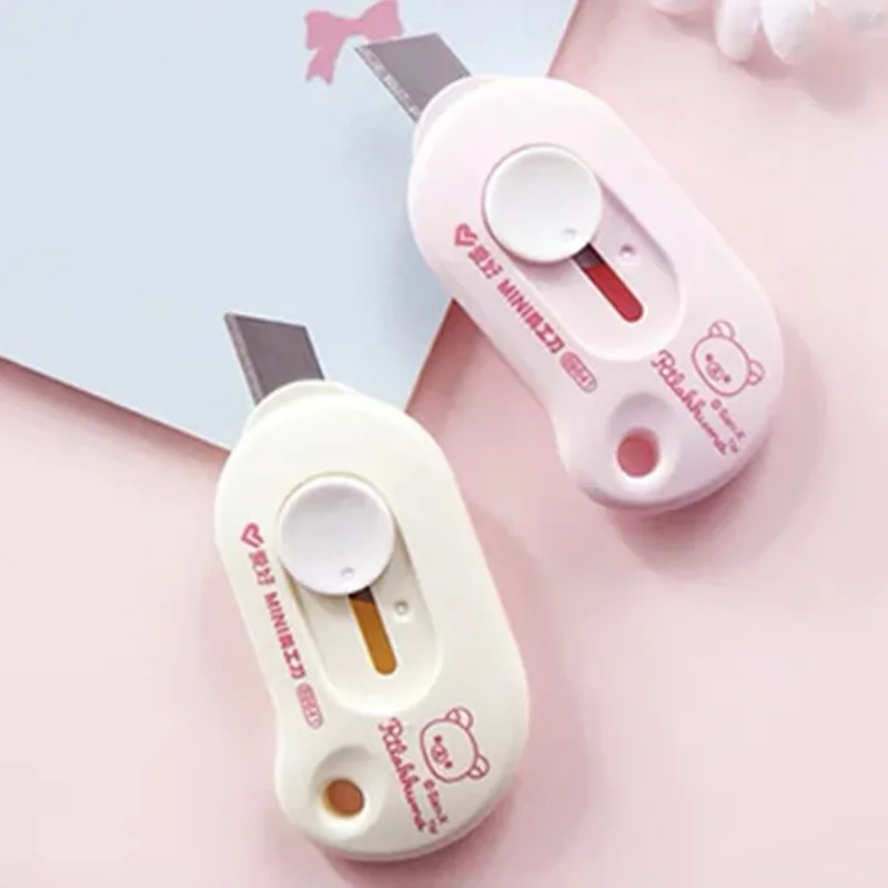 5pcs AIHAO 69641 Mini Retractable Rilakkuma Utility Knife Box Letter Cutter Kawaii Student Office Stationery Portable